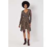 Ditsy Floral Smocked Mini Dress Apricot Green 16