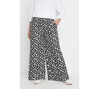 Ditsy Floral Wide Leg Trousers Yours Black 26-28