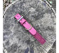 Ditsy Pet Biothane Harris Tweed Dog Collar with Buckle (Wine, M)