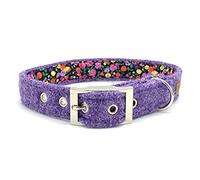Ditsy Pet Harris Tweed Dog Collar with Buckle (Lilac, S)