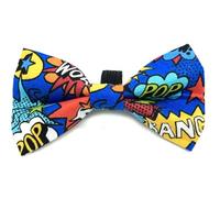 Ditsy Pet. Superhero Comic strip Slide on Dog Bow Tie S