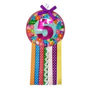 Ditsy Rosettes Floral Birthday Rosette Badge - Age 3, 4, 5, 6, 7, 8, 9 - Perfect Party Gift card - Birthday Boy, Birthday Girl (Age 5)