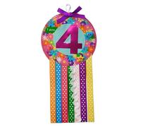 Ditsy Rosettes Floral Birthday Rosette Badge - Age 3, 4, 5, 6, 7, 8, 9 - Perfect Party Gift card - Birthday Boy, Birthday Girl (Age 4)