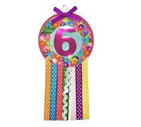 Ditsy Rosettes Floral Birthday Rosette Badge - Age 3, 4, 5, 6, 7, 8 , 9- Perfect Party Gift card - Birthday Boy, Birthday Girl (Age 6)