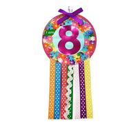 Ditsy Rosettes Floral Birthday Rosette Badge - Age 3, 4, 5, 6, 7, 8, 9 - Perfect Party Gift card - Birthday Boy, Birthday Girl (Age 8)