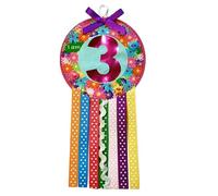Ditsy Rosettes Floral Birthday Rosette Badge - Age 3, 4, 5, 6, 7, 8, 9 - Perfect Party Gift card - Birthday Boy, Birthday Girl (Age 3)
