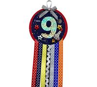 Ditsy Rosettes Space Shuttle Rocket Birthday Rosette Badge - Age 3, 4, 5, 6, 7, 8, 9 - Perfect Party Gift card - Birthday Boy, Birthday Girl (Age 9)
