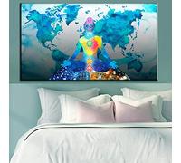 Dittelle Abstract Energy Yoga Chakra Spiritual Healing Canvas Painting Print World Map Poster Wall Art Picture Living Room Decor 80x160cm Frameless
