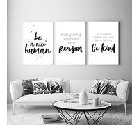 Dittelle Be Kind Motivational Quote Posters and Prints Office Decor Modern Art Entrepreneur Motivation Canvas Painting Pictures Black 40x50cm-3Pieces Frameless
