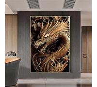 Dittelle Canvas Wall Art Painting The Mighty Gold Dragon Canvas Posters and Prints Pictures for Modern Living Room Decoration Painting23.6”x 35.4”(60x90cm) No frame
