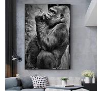 Dittelle Gorilla Gives The Middle Finger Poster, Frameless Canvas Wall Art, 60x80cm, Living Room Decor