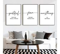 Dittelle Grateful For Everything Quote Poster Minimalist Canvas Painting Black White Line Art Print Nordic Wall Picture Living Room Decor 50x70cm-3Pieces Frameless