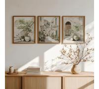 Dittelle Italian Mediterranean Architecture Poster,Olive Tree Print,Neutral Coastal Wall Art,Muslim Aesthetic Living Room Decor(50x75cm/3PCS Frameless)