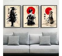 Dittelle Japanese Samurai Canvas Painting Wall Art Character Posters and Prints Home Decorating for Living Room Bedroom Wall Decor 30x50cm-3Pcs Frameless