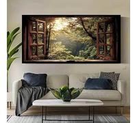 Dittelle Modern Window View Canvas Poster-open the Window Natural Art Printing, Simple Wall Decor Living Room,natural Landscape(40x80cm/Internal frame)
