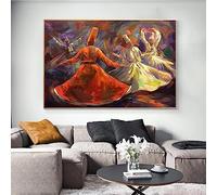 Dittelle Sufi Whirling Dervish Oil Painting Art Canvas Print Islam Muslim Posters Egypt Wall Art Pictures for Living Room Decor 60x80cm Frameless
