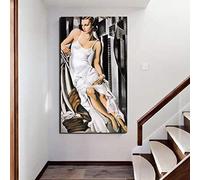 Dittelle Tamara de Lempicka Woman In White Dress Canvas Art Print Modern Wall Art Frameless 80X160cm Living Room, Kitchen, Office, Bedroom, Farmhouse Decor