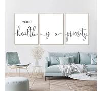Dittelle Your Health Is A Priority Wall Art Canvas Poster Print Funny Minimalist Quotes Art Painting Black White Typography Home Decor 50x70cm-3Pieces Frameless