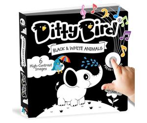 Ditty Bird High Contrast Black & White Baby Book | Early Learning Resources with Sound | Visual Stimulation & Tummy Time Sensory Toys | Montessori Toys for Babies | Sturdy, Baby Books for Boys & Girls