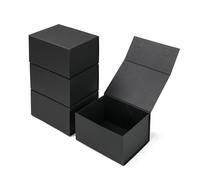 Ditwis 4 Pack 8x6x4 Inches Gift Boxes with Magnetic Closure Lids, Black Magnetic Box for Wedding, Groomsmen Bridesmaid Proposal, Birthdays, Mother's Day