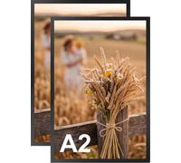 Ditwis A2 Picture Frames Set of 2, Black Aluminium Poster Frames A2 (42x59.4cm) for Prints and Photos, Wall Display for Home Offices Galleries