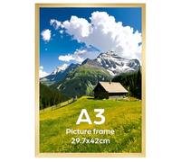 Ditwis A3 Picture Frame Gold, Large Poster Frame for Horizontal or Vertical Wall Display in Living Room, Office, Gallery