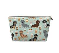 DITXIT Gudetama Cute Cosmetic Bag Travel Makeup bag Organizer Toiletry Bag with Zipper Pouch Coin Purse for Women Girls Gifts, Cute Colored Coffee Dachshund, One Size