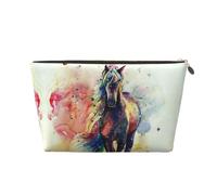 DITXIT Gudetama Cute Cosmetic Bag Travel Makeup bag Organizer Toiletry Bag with Zipper Pouch Coin Purse for Women Girls Gifts, Watercolor Horse, One Size