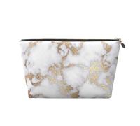 DITXIT Gudetama Cute Cosmetic Bag Travel Makeup bag Organizer Toiletry Bag with Zipper Pouch Coin Purse for Women Girls Gifts, Modern Chic White Gold Foil Marble, One Size