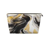 DITXIT Gudetama Cute Cosmetic Bag Travel Makeup bag Organizer Toiletry Bag with Zipper Pouch Coin Purse for Women Girls Gifts, Black And Gold Swirl Liquid Ink Marble, One Size