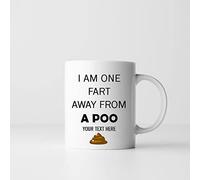Ditzy Doll Personalised Mug - 11oz Funny Birthday Gift Custom Text Novelty Christmas Coffee Tea Joke Idea (One Fart Away from A Poo)