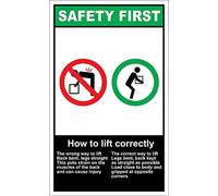 Diuangfoong How To Lift Correctly Safety First OSHA/ANSI Aluminum METAL Sign 6"×12"