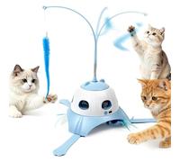 DIUDIUCAT 3-in-1 Automatic Cat Toy, Interactive Cat Toys for Indoor Cats with 360° Rotating Tail, Whack-a-Mole & Rotating Feather, USB Rechargeable, Smart Touch Activated, Quiet Motor.