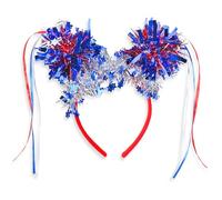 DIUEWOW Patriotic Head Boppers 4 th of July Headband for Women Girls Red White Blue Sequin Independence Day Hairband American Flag Flashing Design Fourth of July Hair Hoop Headwear(Style B)