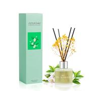 DIUFJAG Jasmine White Tea Scent Diffuser, 50ml Diffuser with Dried Flower for Bathroom Small Place, Last up to 30 Days