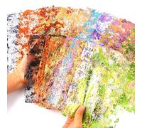Diuhofart A5 & A4 Size Colorful Foil Textured Fabric Art Paper Scrapbooking Decorative, 20 Sheets Sparkle Metallic Lace Mesh for Crafts, Junk Journaling Supplies, Card Making, Collage