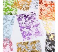 Diuhofart A5 Size Colorful Foil Textured Fabric Art Paper Scrapbooking Decorative, 10 Sheets Sparkle Metallic Lace Mesh for Crafts, Junk Journaling Supplies, Card Making, Collage