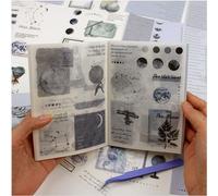 Diuhofart Vintage Washi Stickers Book for Adults Journaling, Scrapbook Ephemera with 180pcs Stickers and 20 Adhesive Scrapbooking Papers, Bullet Junk Journals Supplies (Blue Planet Theme)