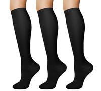 DiULi 3 Pairs Knee High Socks for Men and Women, Progressive Compression & Breathable Comfort, Over The Calf Long Socks for Work, Sports, Daily Wear,Black, L/XL
