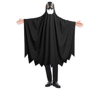 DiULi Adults Ghost Costume Black - Outfit Zombie Cloak Spooky Ghastly Ghost Breathable Fancy Dress for Halloween Events & Christmas Balls,One Size