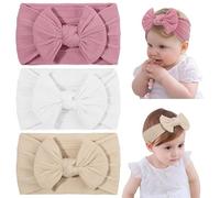 DiULi Baby Headbands, 3 Pcs Baby Headbands for Girls Stretchy Soft Babys Bows Cute Headwear Nylon Toddler Infant Hairbands Babys Turban Headband Elastic Hair Bands for Kids Infants Toddlers Newborn（B）