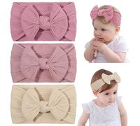 DiULi Baby Headbands, 3 Pcs Baby Headbands for Girls Stretchy Soft Babys Bows Cute Headwear Nylon Toddler Infant Hairbands Babys Turban Headband Elastic Hair Bands for Kids Infants Toddlers Newborn（A）