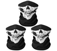 DiULi Balaclava Ski Face Mask, 3Pcs White Ski Mask UV Protector Scarf for Men/Women Lightweight Neck Warmer Costume Skull Mask for Cosply Halloween Helmet Motorcycle Cycling Running Racing