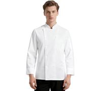 DiULi Chef Jacket Long Sleeve, Professional Chef Coat for Men and Women, Lightweight Breathable Chef Uniform with Full Sleeve Coverage, Modern Chefswear, White,L