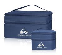 DiULi First Aid Kit Bags 2 Pack, Small & Medium Empty Medication Storage Bag Set, Waterproof Oxford Cloth Medicine Pouch with Dual Zippers, Tear-Resistant for Home Travel Hiking Camping, Navy
