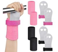 DiULi Gymnastics Hand Grips for Kids Boys with Wristbands, 2 Pairs Bar Grips for Gymnastics, Palm Protection Non Slip Grips for Youth Training, Pull Ups, Workout, Exercise & Yoga - Black + Pink- M