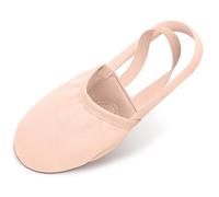 DiULi Half Gymnastics Rhythmic Shoes, Stretch Canvas & Leather Sole for Ballet Jazz, Non-Slip Flexible Design, Dance Shoes for Women Girls, Pink, Size M