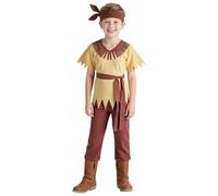 DiULi Indian Costume Child,Native American Indian Costume Set for Kids with Headband & Belt,Caveman Costumes for Kids for Halloween and Christmas Party Role Play Outfit, 110CM