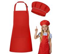 DiULi Kids Apron and Chef Hat Set,Adjustable Neck Strap | Adjustable neck strap,double pocket,for cooking,baking,art activities,for children,kids,easy to wear,comfortable,lightweight