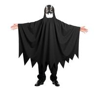 DiULi Kids Ghost Costume Black - Premium Comfort Ghostface Costume with Safe Visibility Mesh Panel,Ghost Fancy Dress for Halloween & School Activity Dress, One Size